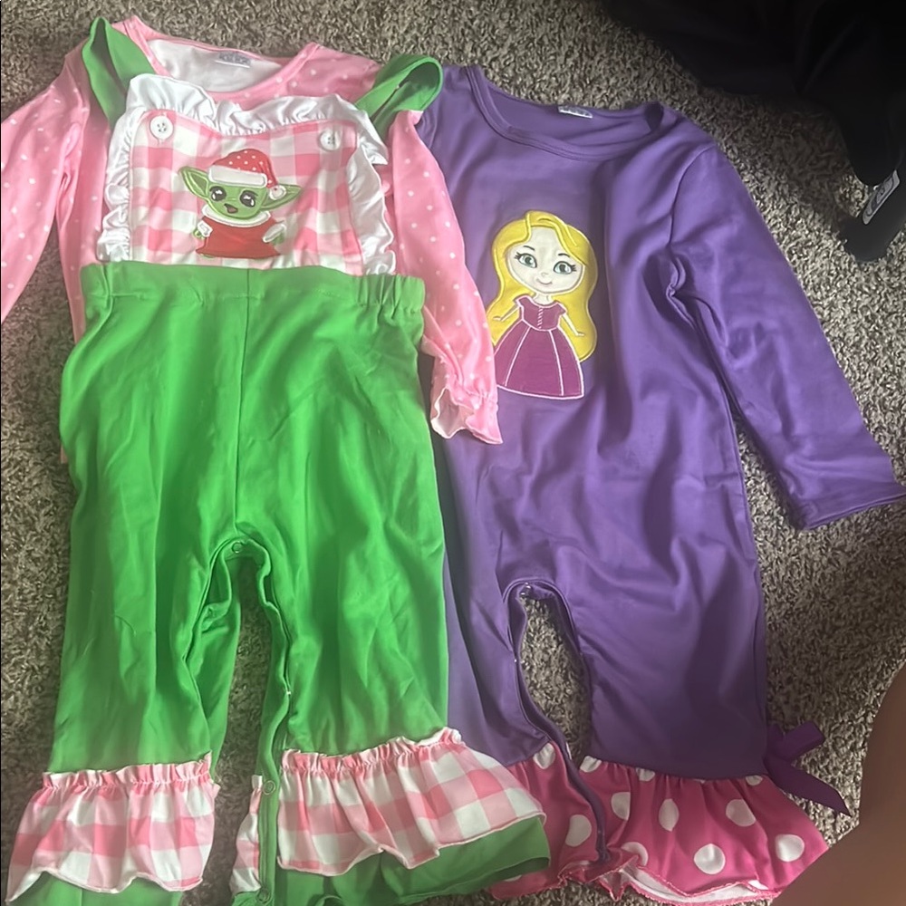 Yoda and tangled appliqué NWOT